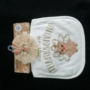 Baby's first thanksgiving bib and bow